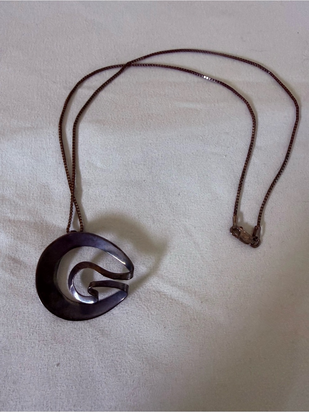 Contemporary Spiral Pendant Necklace in Dark Silver Tone - Picture 2 of 8